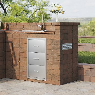 2-Tier Stainless Steel Kitchen Drawer with Built-In Paper Towel Holder