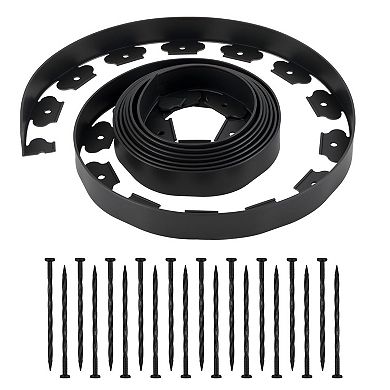 Flexible Plastic Garden Edging with Stakes for Lawns and Flower Beds