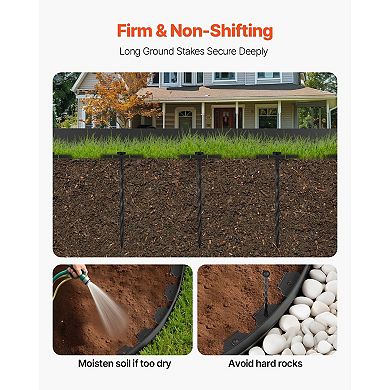 Flexible Plastic Garden Edging with Stakes for Lawns and Flower Beds