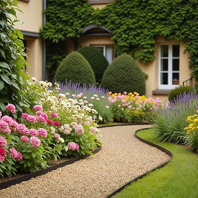 Flexible Plastic Garden Edging with Stakes for Lawns and Flower Beds