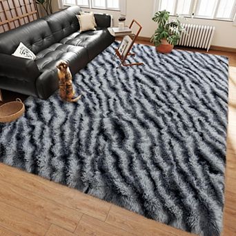 Tie dye Abstract Area Rugs for Bedroom, Fluffy Soft Shag Carpet, Living Room Rug for Home Decor