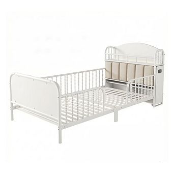 GOODSILO Twin Size LED Platform Bed Frame with Upholstered Headboard Storage