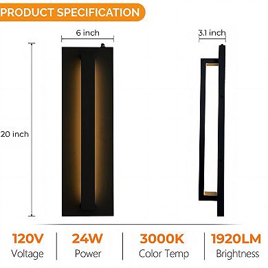 1-Light H20 in Minimalist Modern Linear 23W Integrated LED Outdoor Wall Sconce
