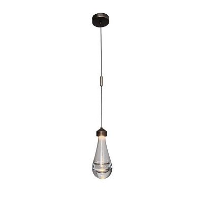 1-Light 5" Modern Teardrop Glass Integrated LED Pendant Light In Bronze Finish for Kitchen Island