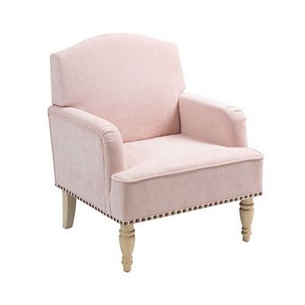 GOODSILO Modern Accent Lounge Chair with Retro Wooden Legs and Nailhead Trim