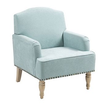 GOODSILO Modern Accent Lounge Chair with Retro Wooden Legs and Nailhead Trim