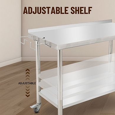 48"x24"x35" Workbench With Casters, Rear Backsplash, 08 Straight Edge, And Removable Trash Rack