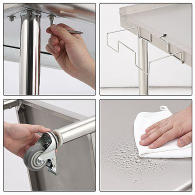 48"x24"x35" Workbench With Casters, Rear Backsplash, 08 Straight Edge, And Removable Trash Rack