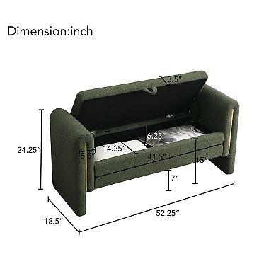 GOODSILO Upholstered Storage Bench with Arms for Bed End and Living Room