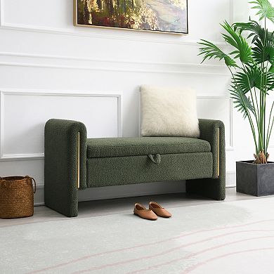 GOODSILO Upholstered Storage Bench with Arms for Bed End and Living Room