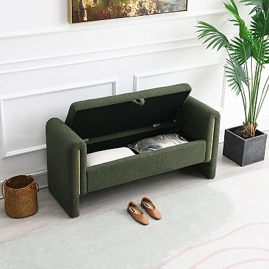 GOODSILO Upholstered Storage Bench with Arms for Bed End and Living Room