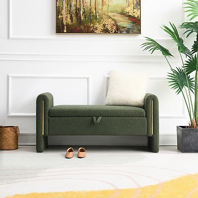 GOODSILO Upholstered Storage Bench with Arms for Bed End and Living Room