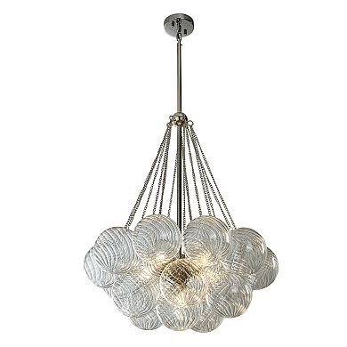 27'' Modern Glam Cluster Chandelier 6 Lights Pendant with Hand Blown Textured Glass Globes