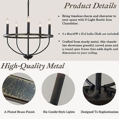 26'' 5-Light Modern Matt Black Classic Candelabra Chandelier Industrial Candle Pendant Light