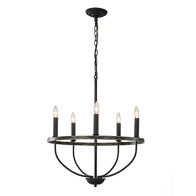 26'' 5-Light Modern Matt Black Classic Candelabra Chandelier Industrial Candle Pendant Light