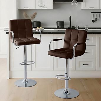 Unikome Set of 2 Adjustable Bar Stool, Modern Swivel Counter Chair for Kitchen Island & Home Bar