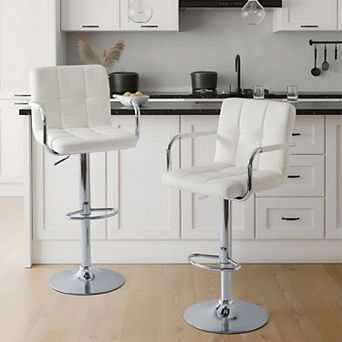 Unikome Set of 2 Adjustable Bar Stool, Modern Swivel Counter Chair for Kitchen Island & Home Bar