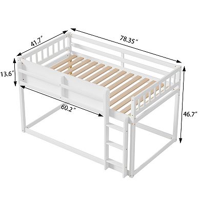 GOODSILO Convertible Twin Over Twin Low Profile Solid Wood Bunk Bed