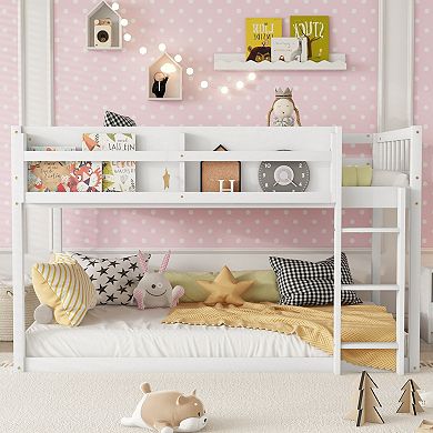 GOODSILO Convertible Twin Over Twin Low Profile Solid Wood Bunk Bed