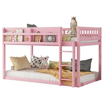 GOODSILO Convertible Twin Over Twin Low Profile Solid Wood Bunk Bed