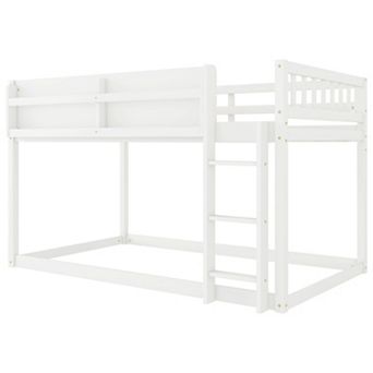 GOODSILO Convertible Twin Over Twin Low Profile Solid Wood Bunk Bed