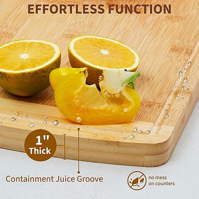Large Cutting Board for Kitchen Wooden Cutting Boards with Juice Groove, Easy to Store & Clean