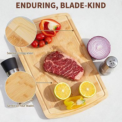 Large Cutting Board for Kitchen Wooden Cutting Boards with Juice Groove, Easy to Store & Clean