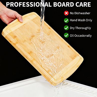 Large Cutting Board for Kitchen Wooden Cutting Boards with Juice Groove, Easy to Store & Clean