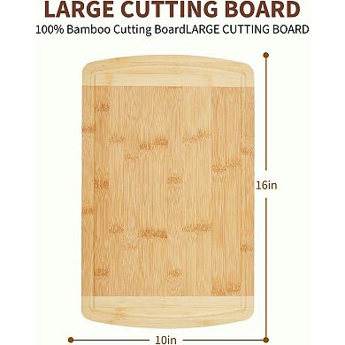 Large Cutting Board for Kitchen Wooden Cutting Boards with Juice Groove, Easy to Store & Clean