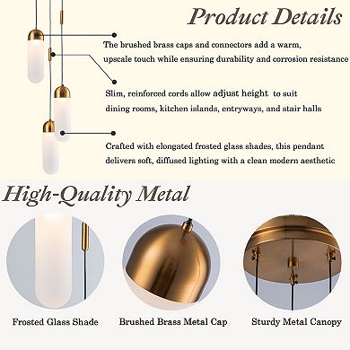 9'' Modern 3-Light Seeded Glass Cluster Integrated LED Pendant In Antique Gold Round Ceiling Lamp