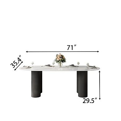 71" Modern Oval Dining Table for 6