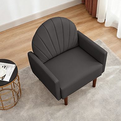 GOODSILO Contemporary Shell-Shaped Armchair with Upholstered Comfort and Wooden Legs