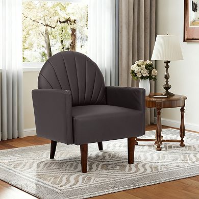 GOODSILO Contemporary Shell-Shaped Armchair with Upholstered Comfort and Wooden Legs