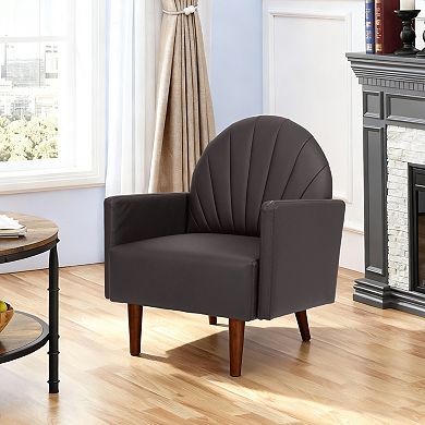 GOODSILO Contemporary Shell-Shaped Armchair with Upholstered Comfort and Wooden Legs