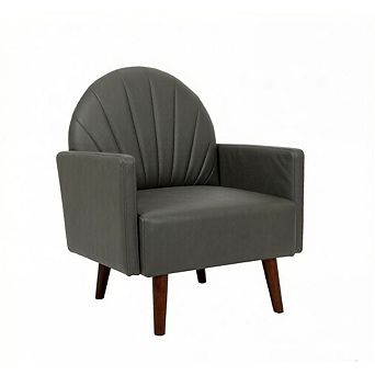 GOODSILO Contemporary Shell-Shaped Armchair with Upholstered Comfort and Wooden Legs