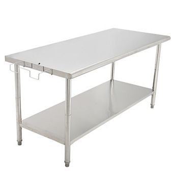 72"x30"x35" Workbench Without Casters And Rear Panel, With 08 Straight Edge And Removable Trash Rack