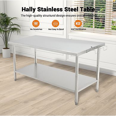 72"x30"x35" Workbench Without Casters And Rear Panel, With 08 Straight Edge And Removable Trash Rack