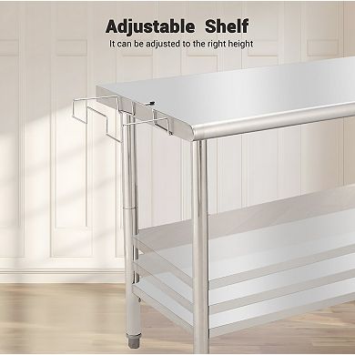 72"x30"x35" Workbench Without Casters And Rear Panel, With 08 Straight Edge And Removable Trash Rack