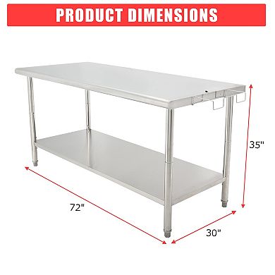 72"x30"x35" Workbench Without Casters And Rear Panel, With 08 Straight Edge And Removable Trash Rack