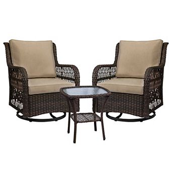 3 pc Outdoor Swivel Chair Set