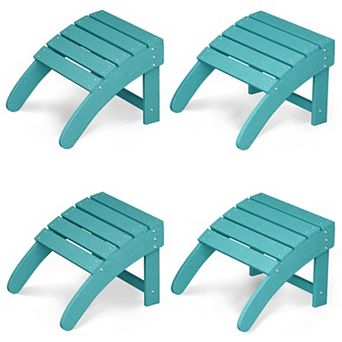 4 HDPE Adirondack Ottoman Footrest, Weather Resistant Outdoor Footstool for Adirondack Chairs,Porch