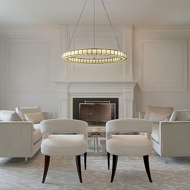 32'' Modern Halo Round Art Glass Integrated Led Chandelier Brass Art Deco Led Ceiling Light
