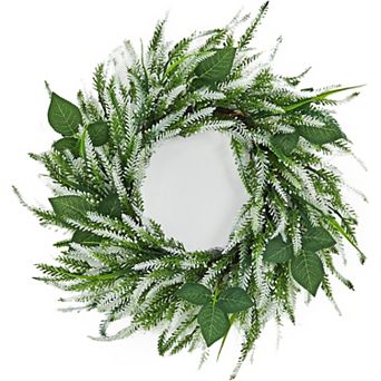 20 Inch Lavender Wreath for Front Door, Artificial Greenery Wreath for Outdoor Porch & Window Decor