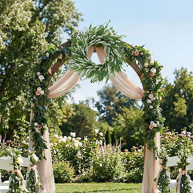 20 Inch Lavender Wreath for Front Door, Artificial Greenery Wreath for Outdoor Porch & Window Decor