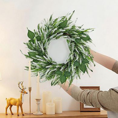 20 Inch Lavender Wreath for Front Door, Artificial Greenery Wreath for Outdoor Porch & Window Decor