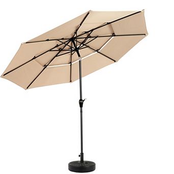 WOW PIONEER 10 Foot Three-Tier Tilt Outdoor Patio Umbrella with Crank Operation