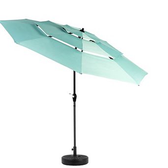 WOW PIONEER 10 Foot Three-Tier Tilt Outdoor Patio Umbrella with Crank Operation