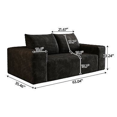 GOODSILO Corduroy Fabric Deep Seat Loveseat Sofa for Living Room and Bedroom