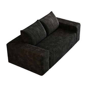 GOODSILO Corduroy Fabric Deep Seat Loveseat Sofa for Living Room and Bedroom