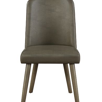 GOODSILO Gray Synthetic Leather and Oak Finish Side Chair Set